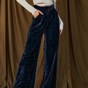 12th Tribe Rhea Slate Blue Velvet Pants M
